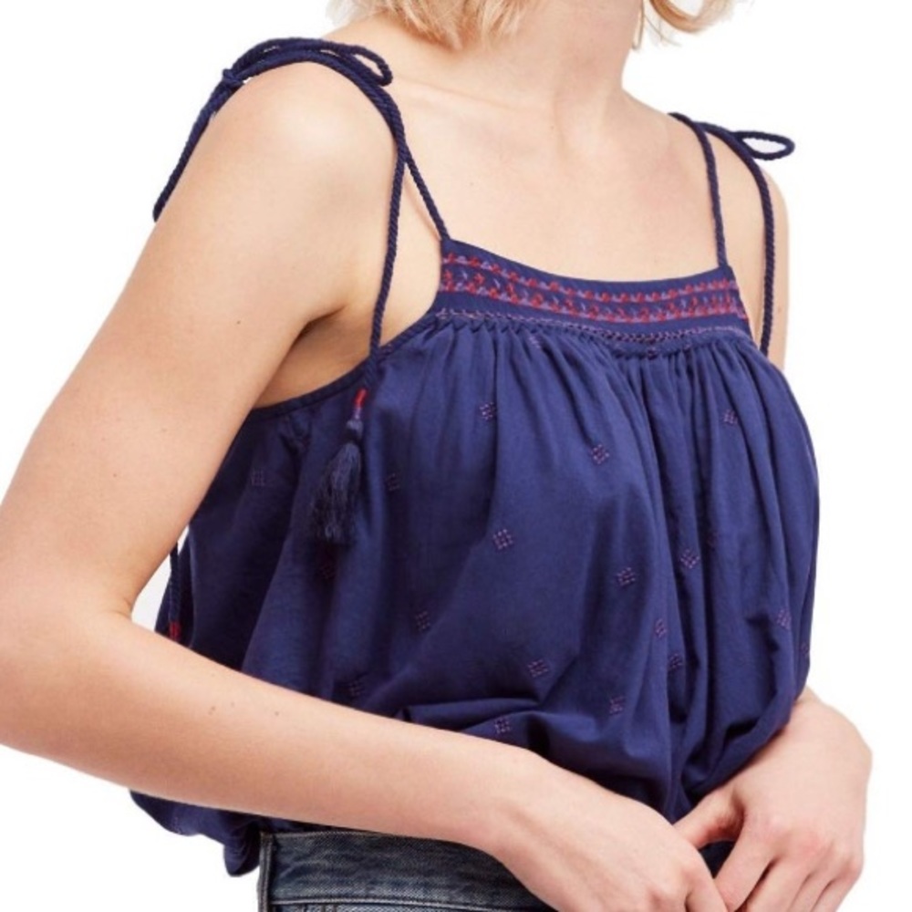 NWT Free People cami tie shoulder top, blue small
